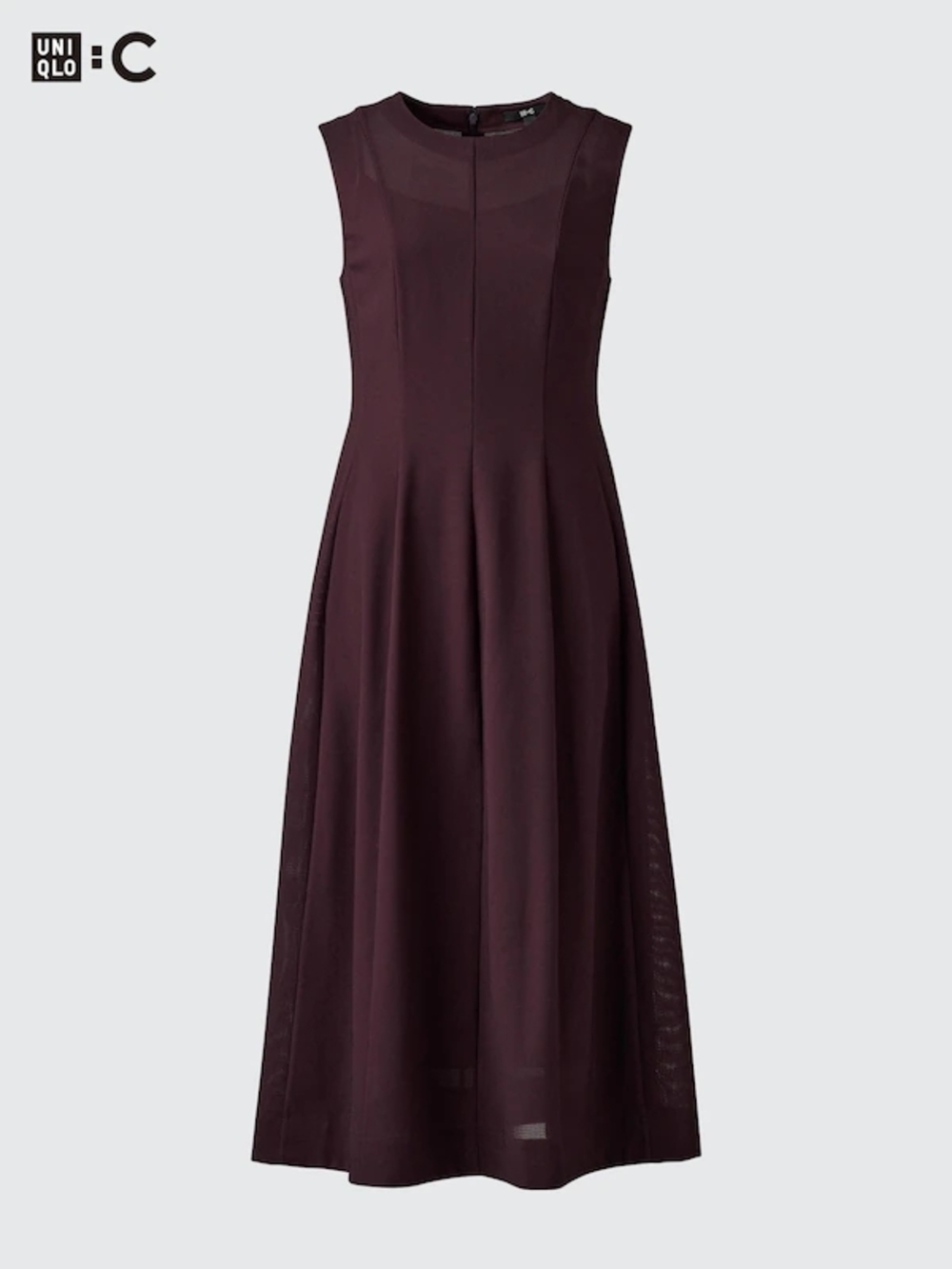 Uniqlo : C Sleeveless A-Line Midi Dress in Wine Color Size XL
